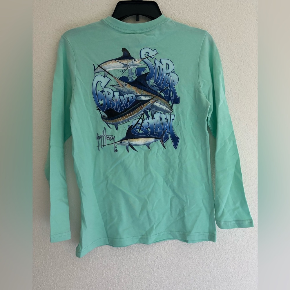 NWT Kids Guy Harvey Aqua Graphic Long Sleeve Shirt